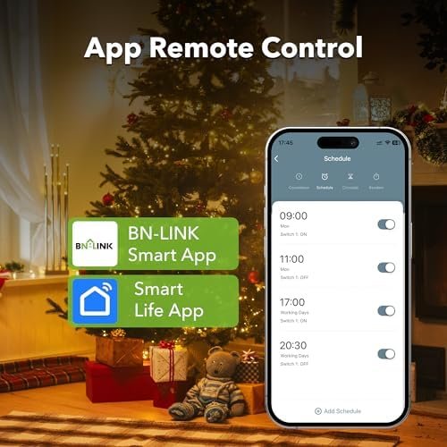 51r2Ydw7VGL._AC_._SX1200_ BN-LINK WiFi Heavy Duty Smart Plug Outlet, No Hub Required with Energy Monitoring and Timer Function, White, Compatible with Alexa and Google Assistant, 2.4 Ghz Network Only (4 Pack)