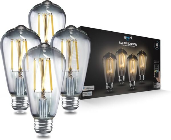 71wYArwPW+L._AC_UF1000,1000_QL80_ Geeni Bombillas LED inteligente Lux Edison WiFi ST21, equivalente a 60 vatios, 2700 K a 6500 K, sin concentrador (paquete de 4)