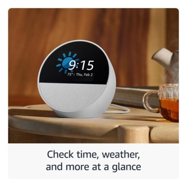 blanca2 Alexa Echo Spot Reloj Despertador Inteligente con Altavoz - Blanco